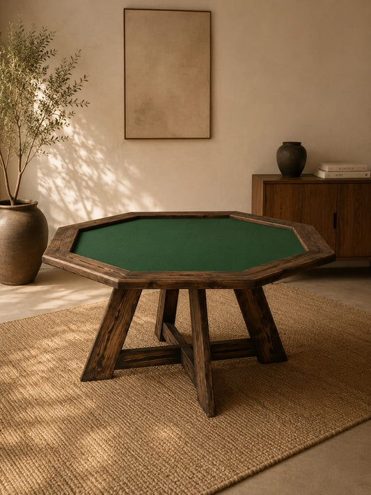 Luxury handcrafted solid Pine poker table with premium felt playing surface by Rooibaard Woodwork