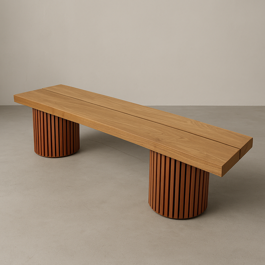 Luxury handcrafted salvaged solid wood designer bench by Rooibaard Woodwork for dining rooms and contemporary interiors