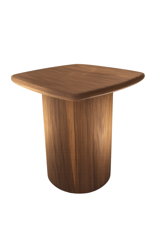 Luxury handcrafted solid Walnut side table with sculptural pedestal base by Rooibaard Woodwork