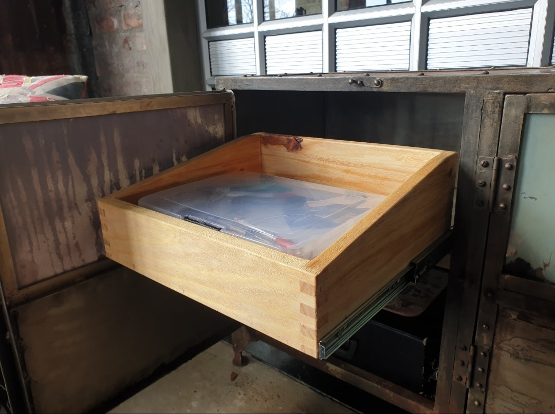 Custom finger joint cabinet drawer